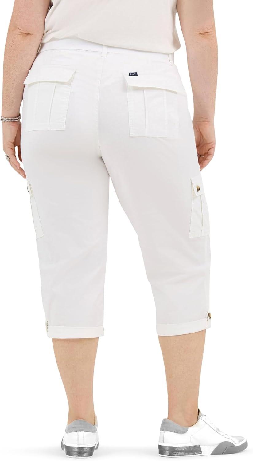 imageLee Womens Plus Size Flextogo MidRise Relaxed Fit Cargo Capri PantWhite