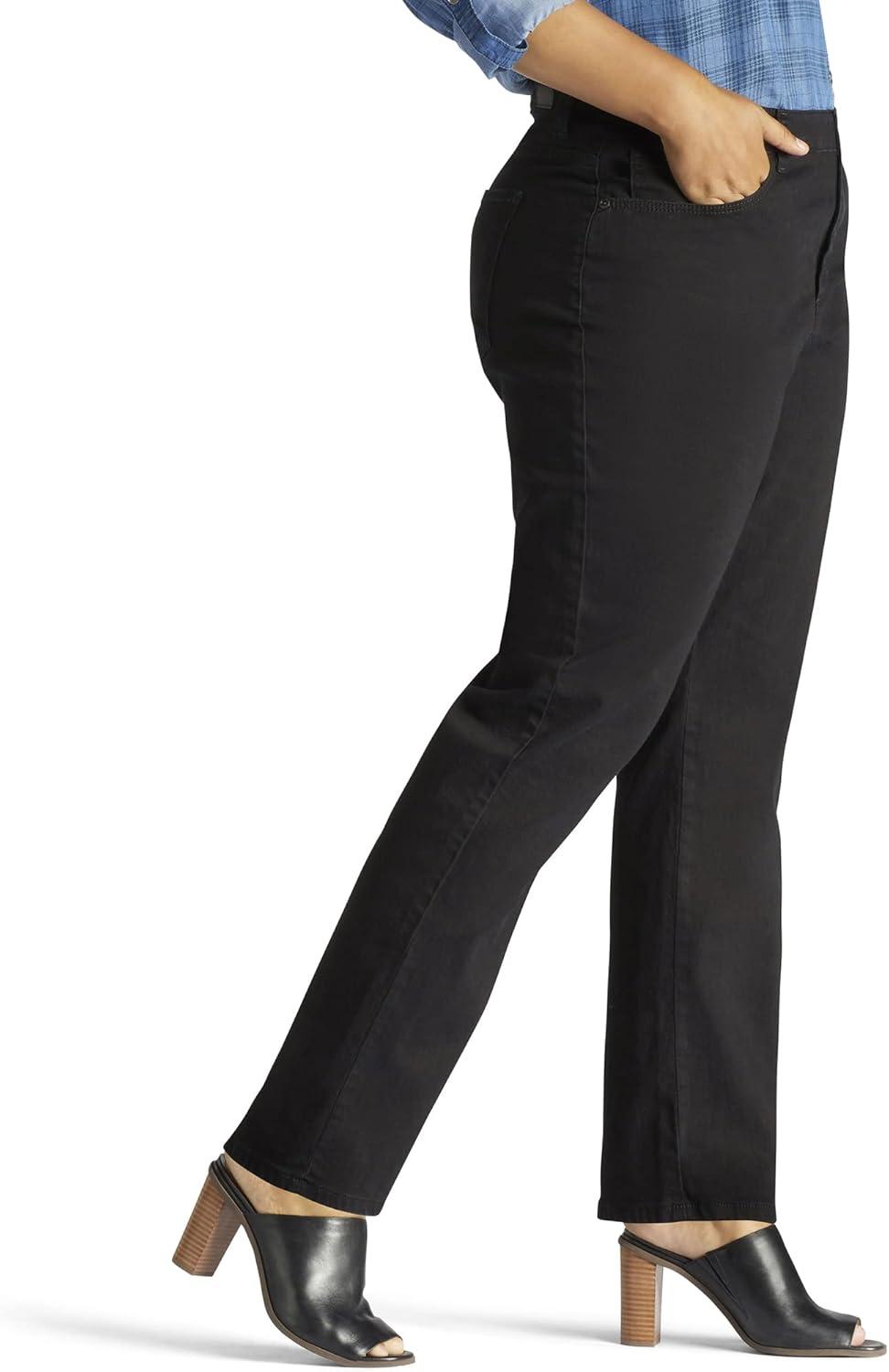 imageLee Womens Plus Size Instantly Slims Classic Relaxed Fit Monroe Straight Leg JeanBlack