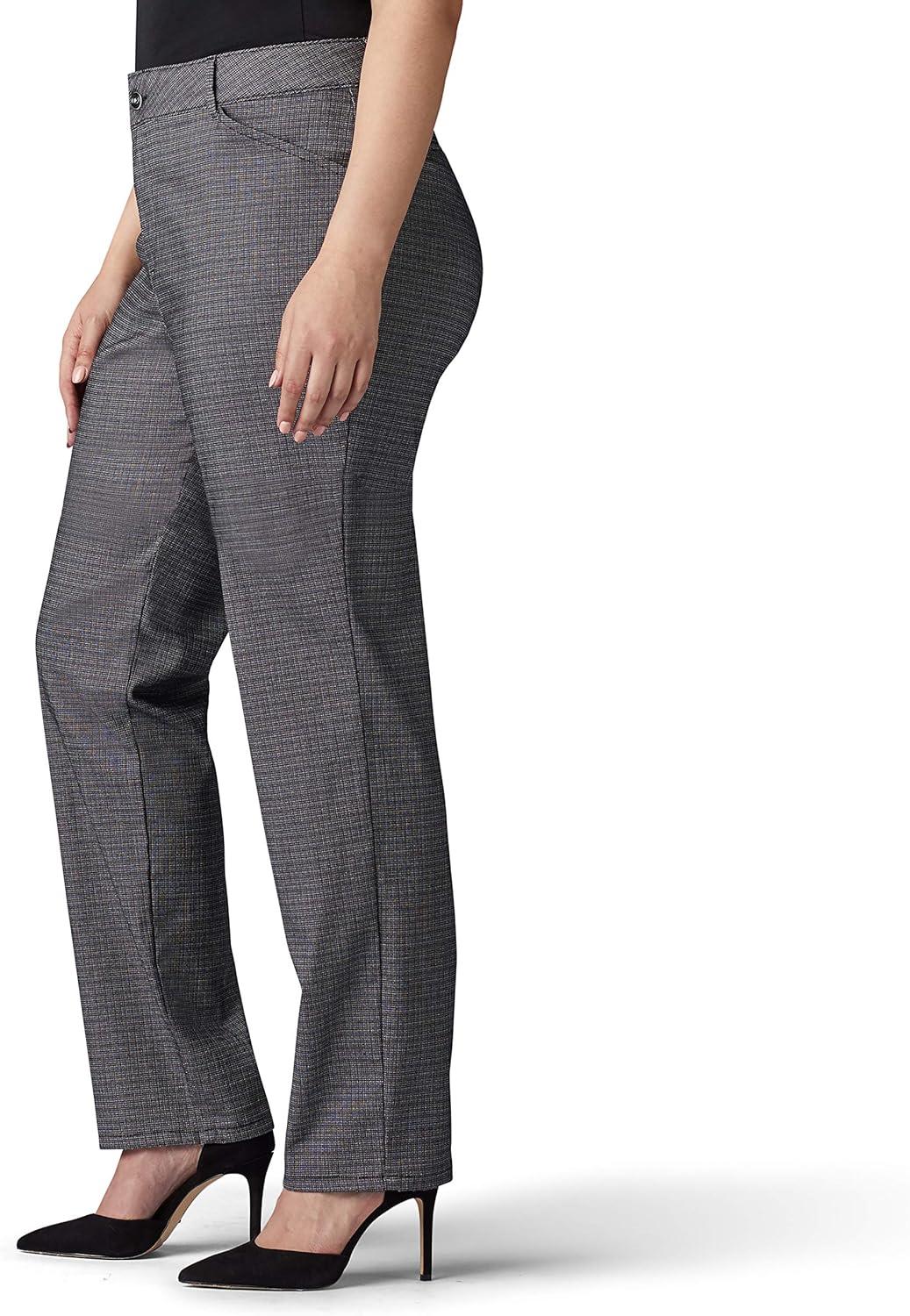 imageLee Womens Plus Size Relaxed Fit All Day Straight Leg PantBlackWhite Rockhill Plaid