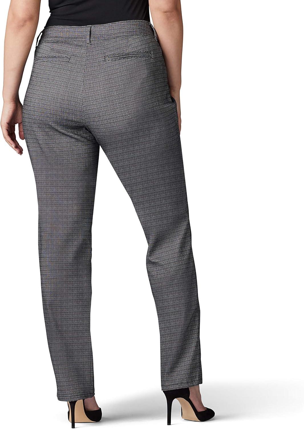 imageLee Womens Plus Size Relaxed Fit All Day Straight Leg PantBlackWhite Rockhill Plaid