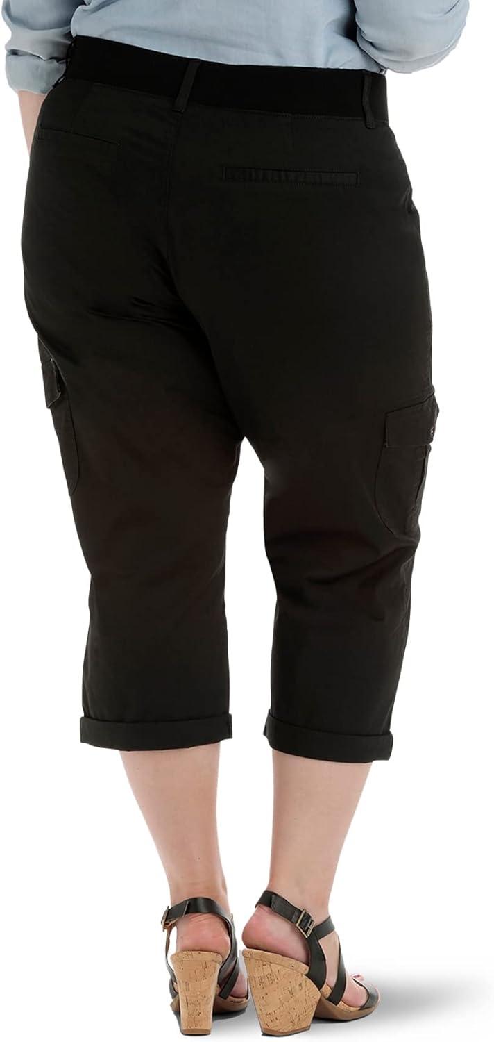 imageLee Womens Plus Size Relaxed Fit Austyn Knit Waist Cargo Capri PantBlack