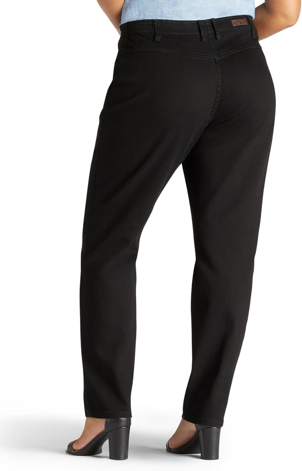 imageLee Womens Plus Size Relaxed Fit Side Elastic Tapered Leg JeansBlack Stretch