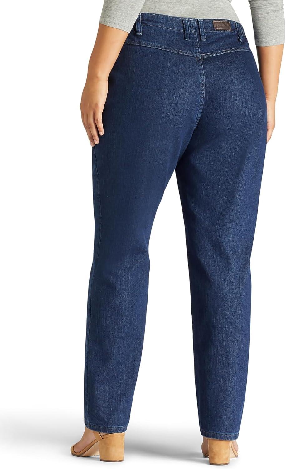 imageLee Womens Plus Size Relaxed Fit Side Elastic Tapered Leg JeansDark Indigo