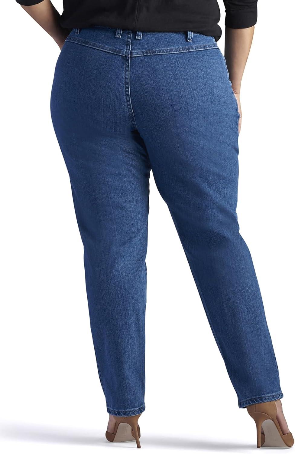 imageLee Womens Plus Size Relaxed Fit Side Elastic Tapered Leg JeansPepper Stone