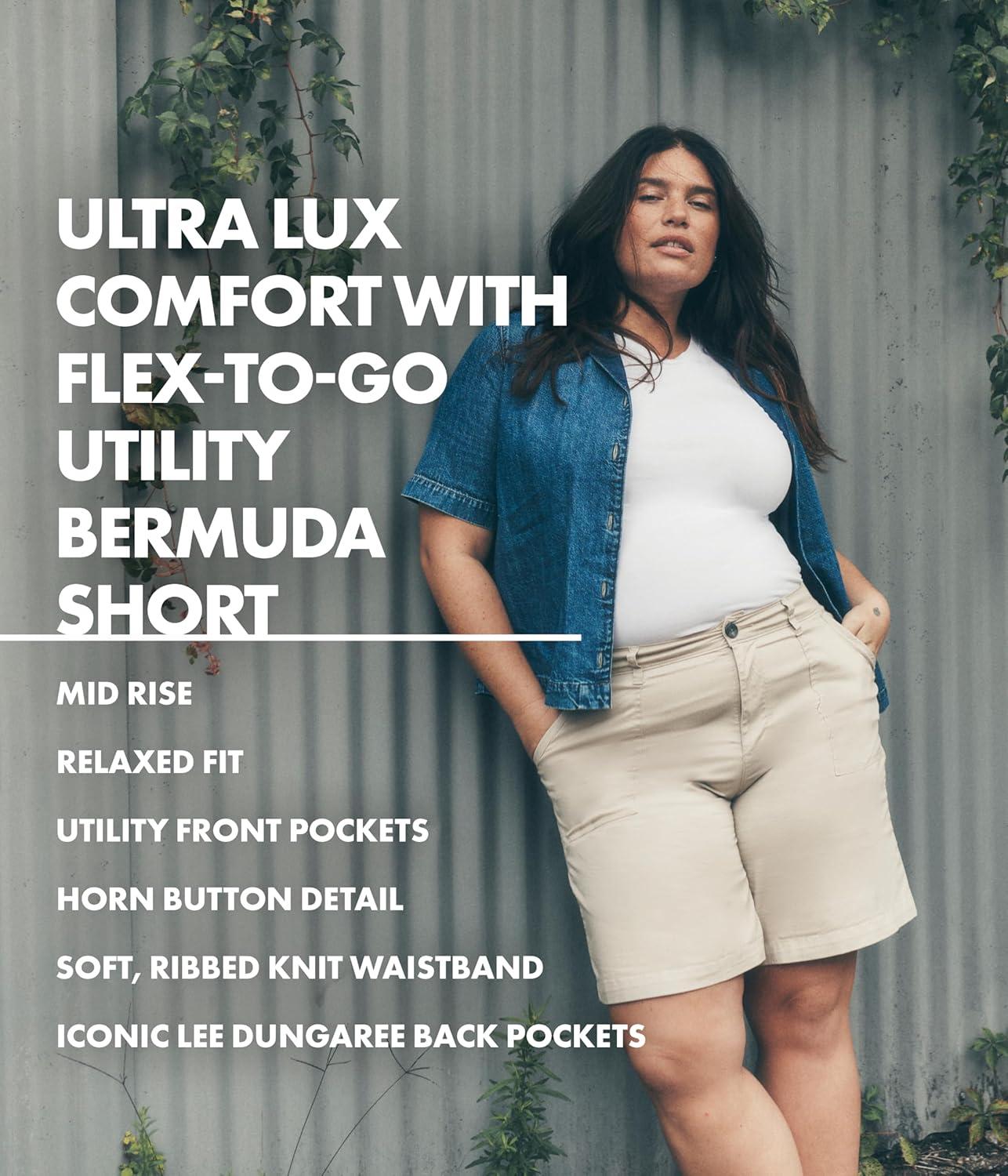 imageLee Womens Plus Size Ultra Lux Comfort with Flextogo Utility Bermuda ShortDeep Lichen Green