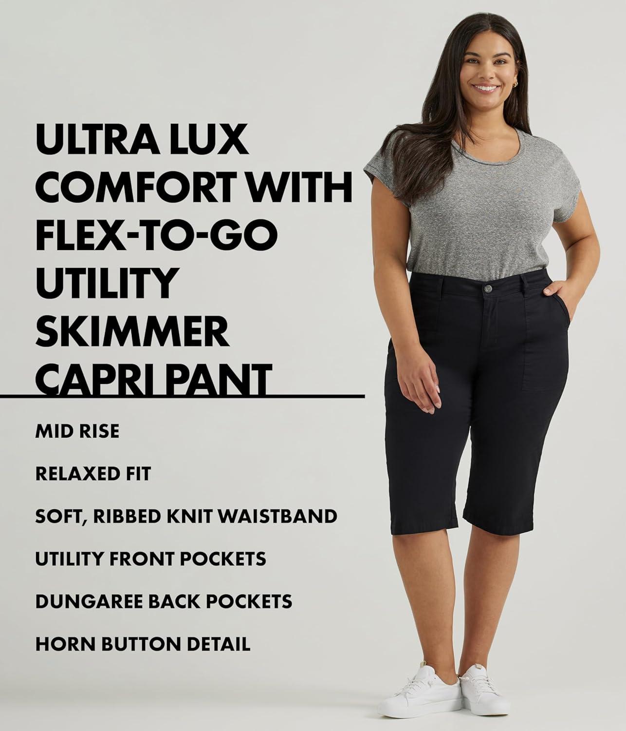 imageLee Womens Plus Size Ultra Lux Comfort with Flextogo Utility Skimmer Capri PantSettler Tan