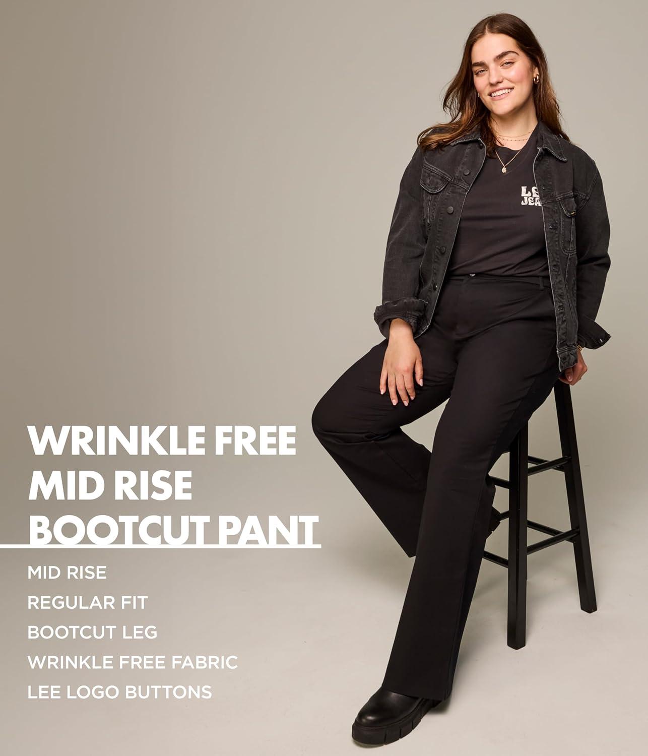 imageLee Womens Plus Size Wrinkle Free Mid Rise Bootcut PantStatic Gray