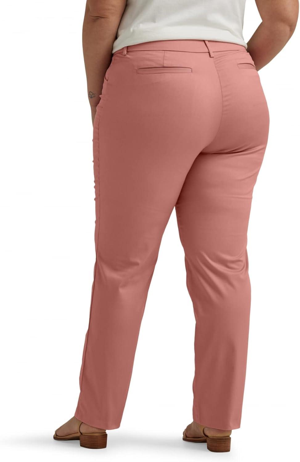 imageLee Womens Plus Size Wrinkle Free Relaxed Fit Straight Leg PantMallory Med PinkRose