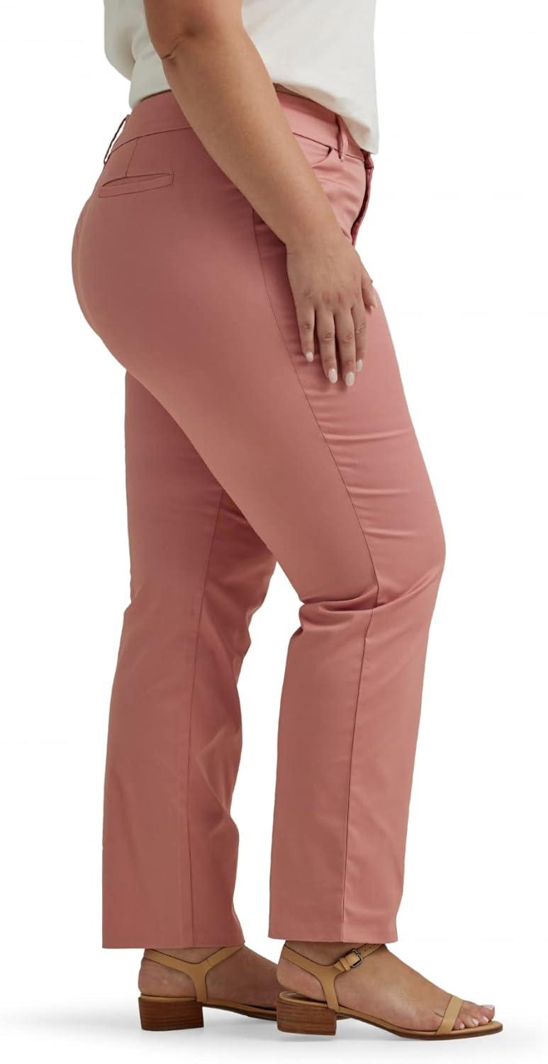 imageLee Womens Plus Size Wrinkle Free Relaxed Fit Straight Leg PantMallory Med PinkRose