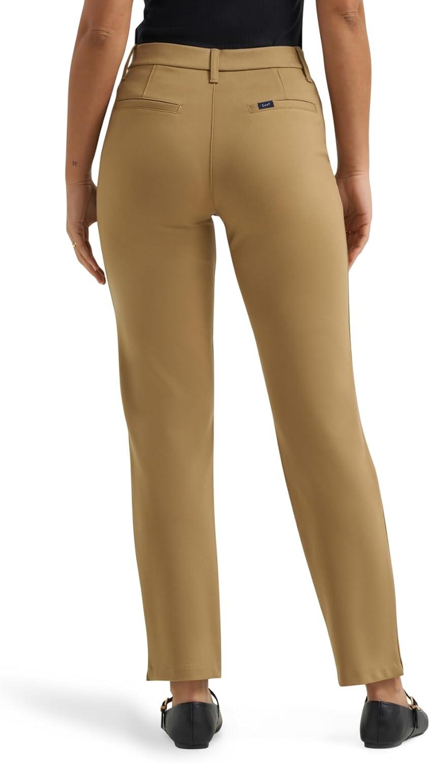 imageLee Womens Ultra Lux Comfort Any Wear Side Vent Ankle PantKhaki
