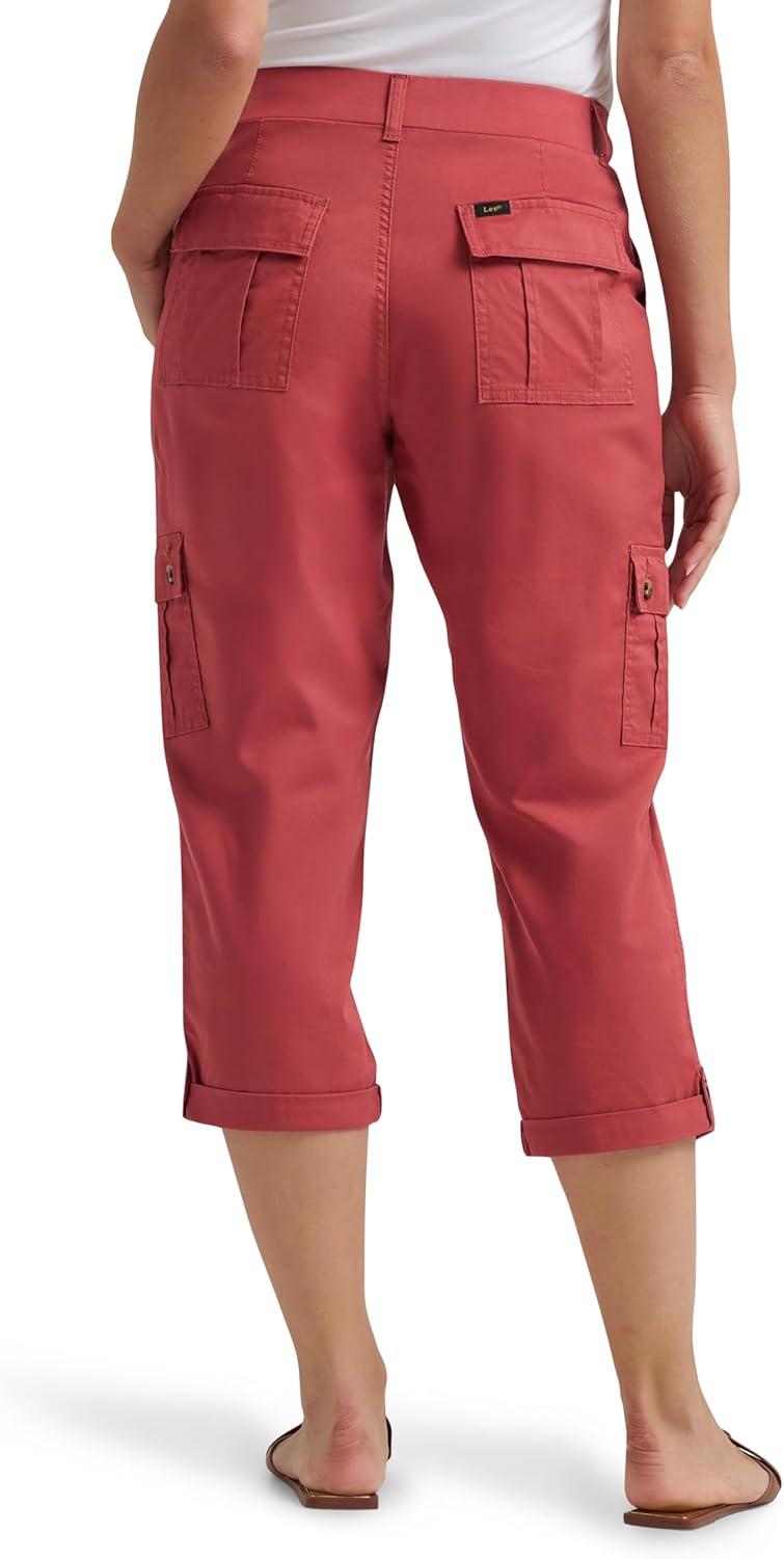 imageLee Womens Ultra Lux Comfort with FlextoGo Cargo Capri PantCinnamon Red