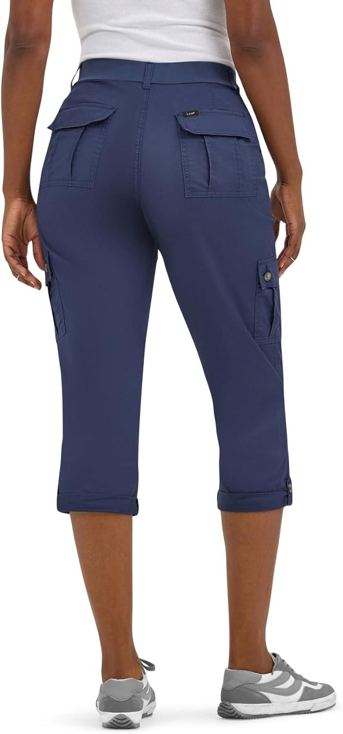 imageLee Womens Ultra Lux Comfort with FlextoGo Cargo Capri PantMood Indigo