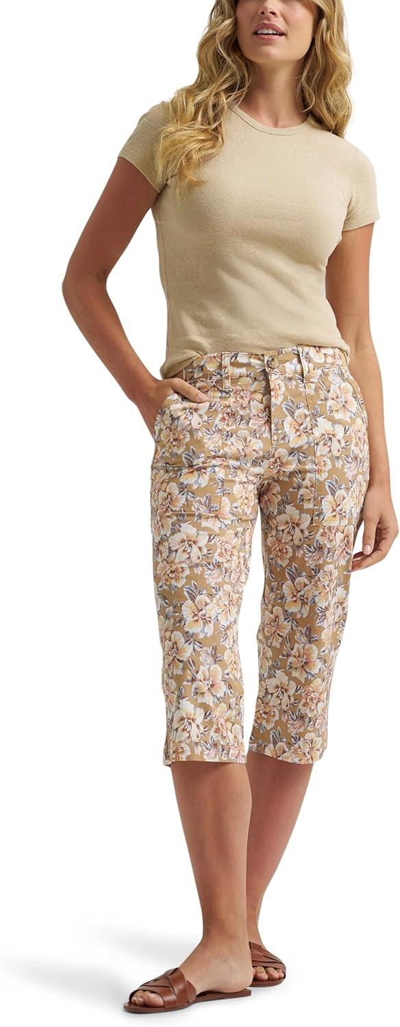 imageLee Womens Ultra Lux Comfort with Flextogo Utility Skimmer Capri PantKhaki Halogen Floral