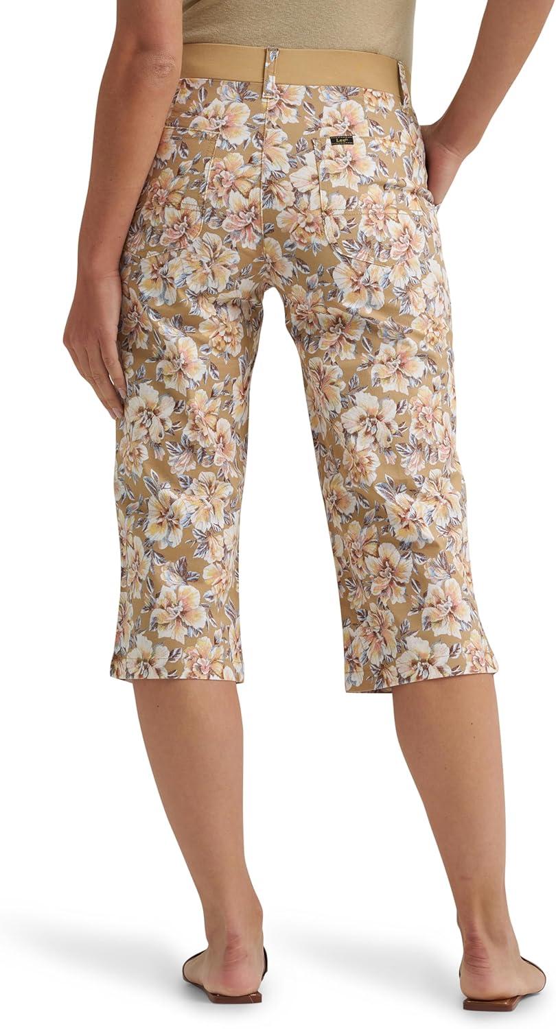 imageLee Womens Ultra Lux Comfort with Flextogo Utility Skimmer Capri PantKhaki Halogen Floral