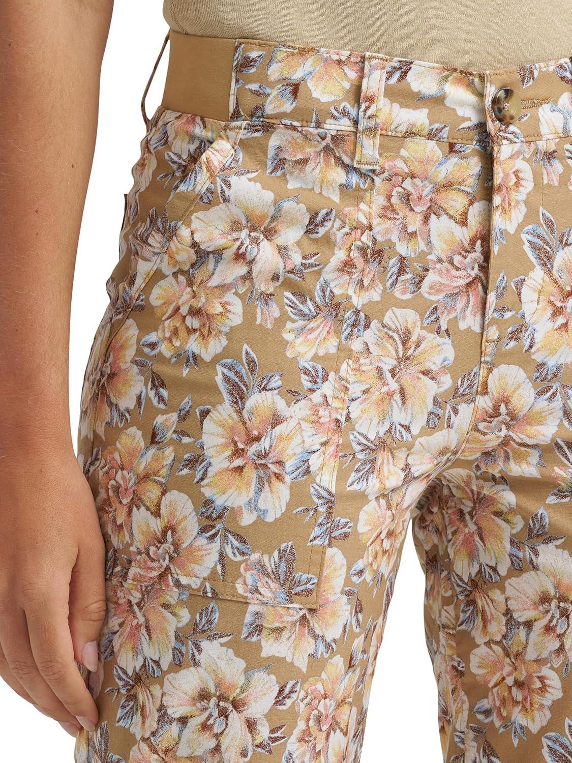 imageLee Womens Ultra Lux Comfort with Flextogo Utility Skimmer Capri PantKhaki Halogen Floral