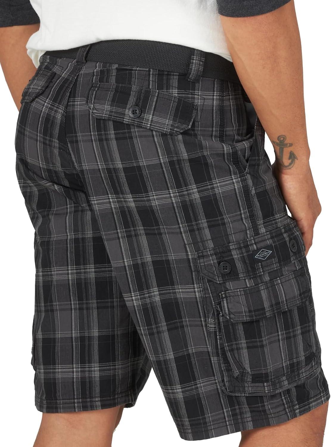 imageMens Dungarees New Belted Wyoming Cargo ShortBlack Clifton Plaid