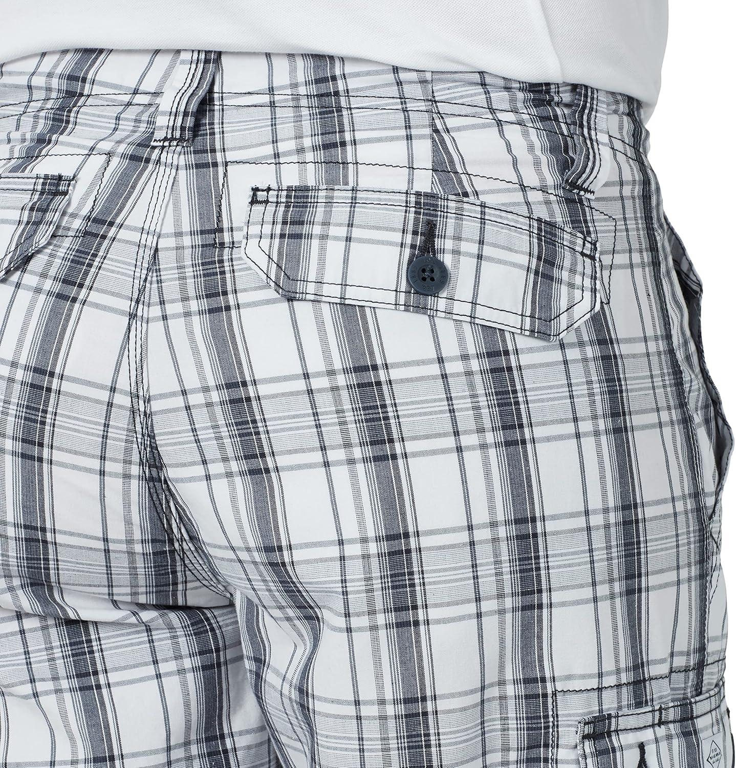 imageMens Dungarees New Belted Wyoming Cargo ShortBlue Mirage Plaid