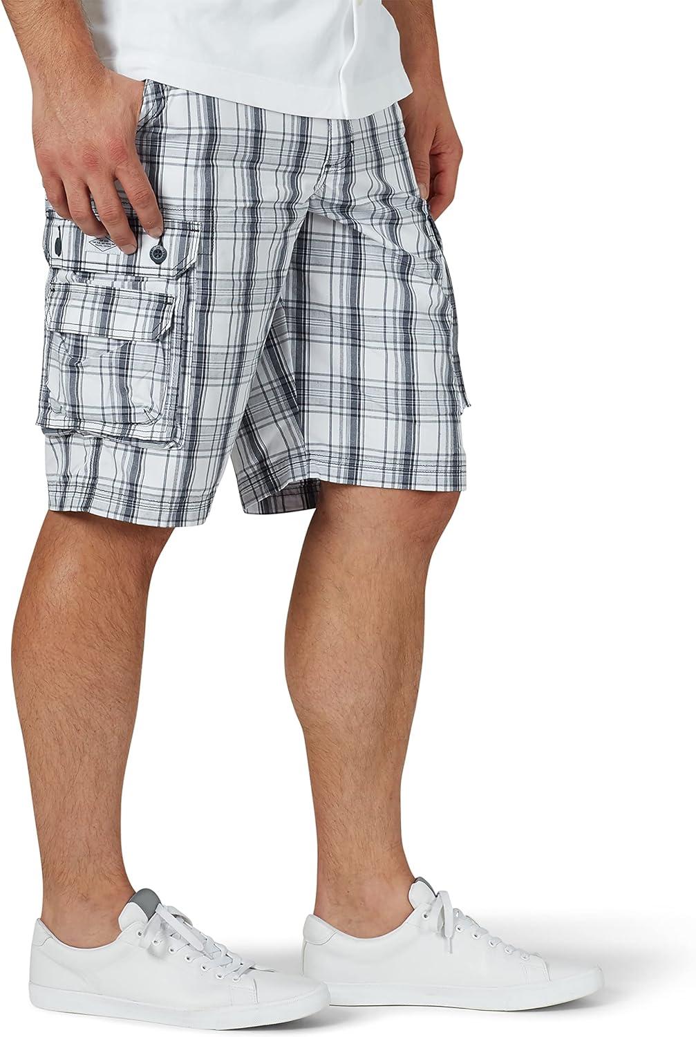 imageMens Dungarees New Belted Wyoming Cargo ShortBlue Mirage Plaid