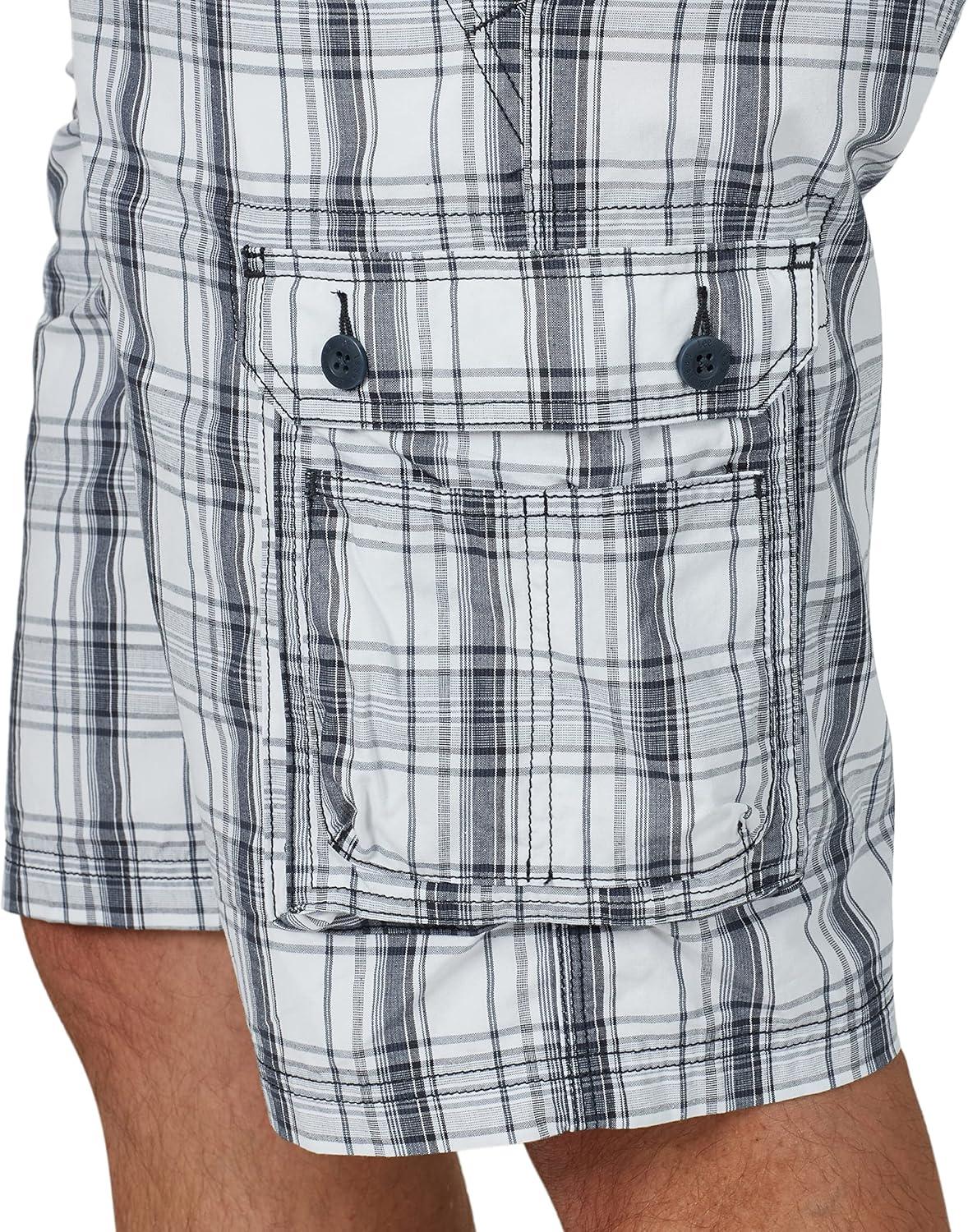imageMens Dungarees New Belted Wyoming Cargo ShortBlue Mirage Plaid
