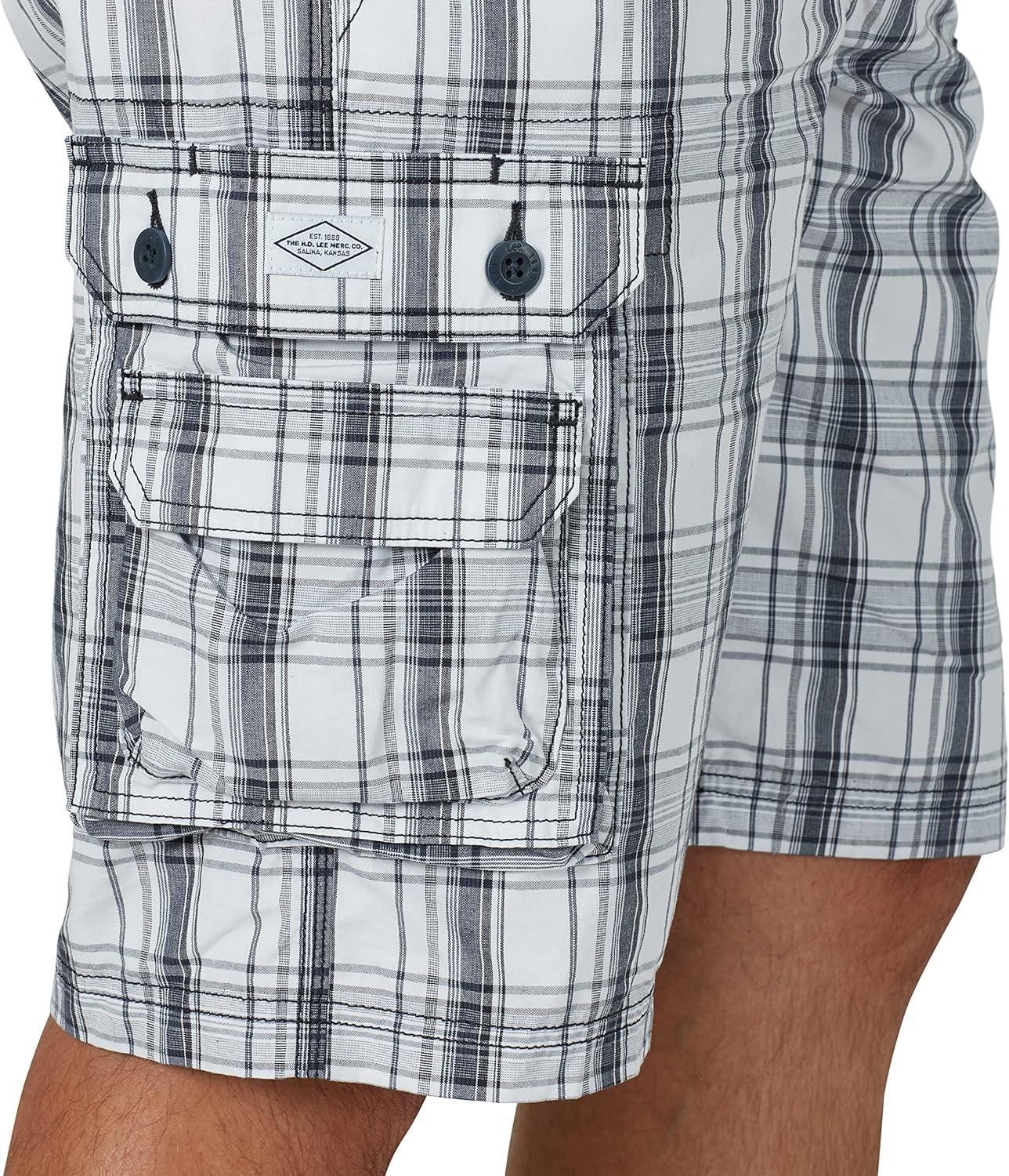 imageMens Dungarees New Belted Wyoming Cargo ShortBlue Mirage Plaid
