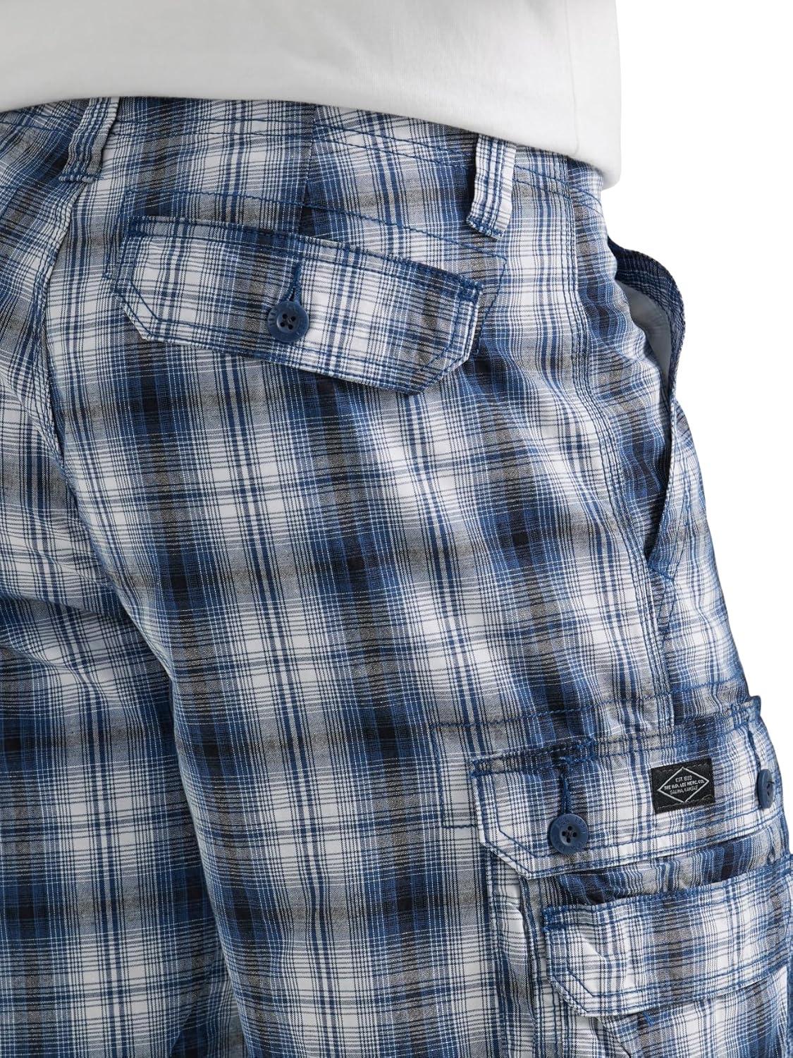 imageMens Dungarees New Belted Wyoming Cargo ShortBlue Plaid