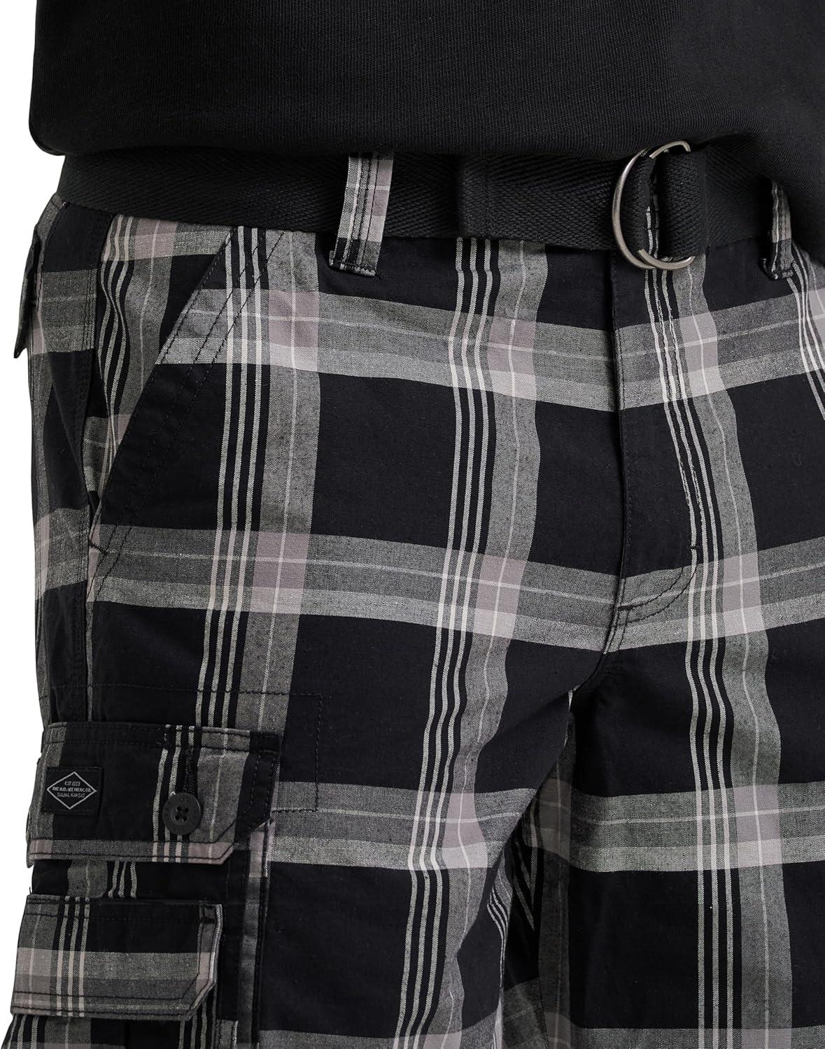 imageMens Dungarees New Belted Wyoming Cargo ShortHd Lee Gray Plaid