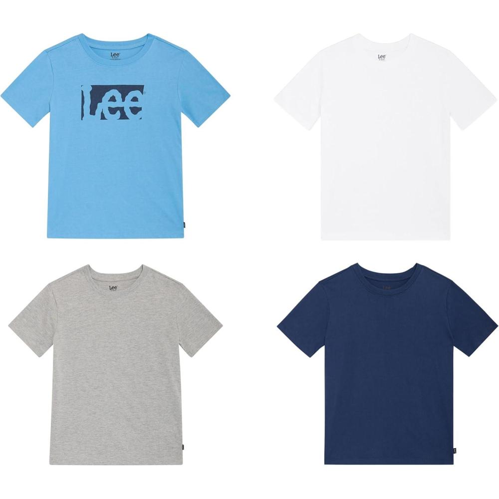 imageLee Boys 4 Pack Variety Super Soft Stretchable Tee Short Sleeve TShirtLight Blue Collection Set