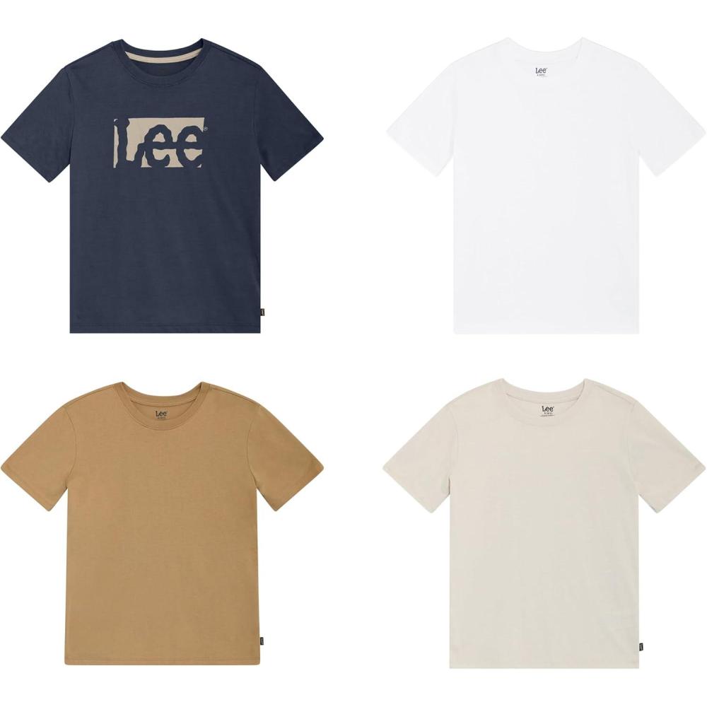 imageLee Boys 4 Pack Variety Super Soft Stretchable Tee Short Sleeve TShirtNavy Collection Set