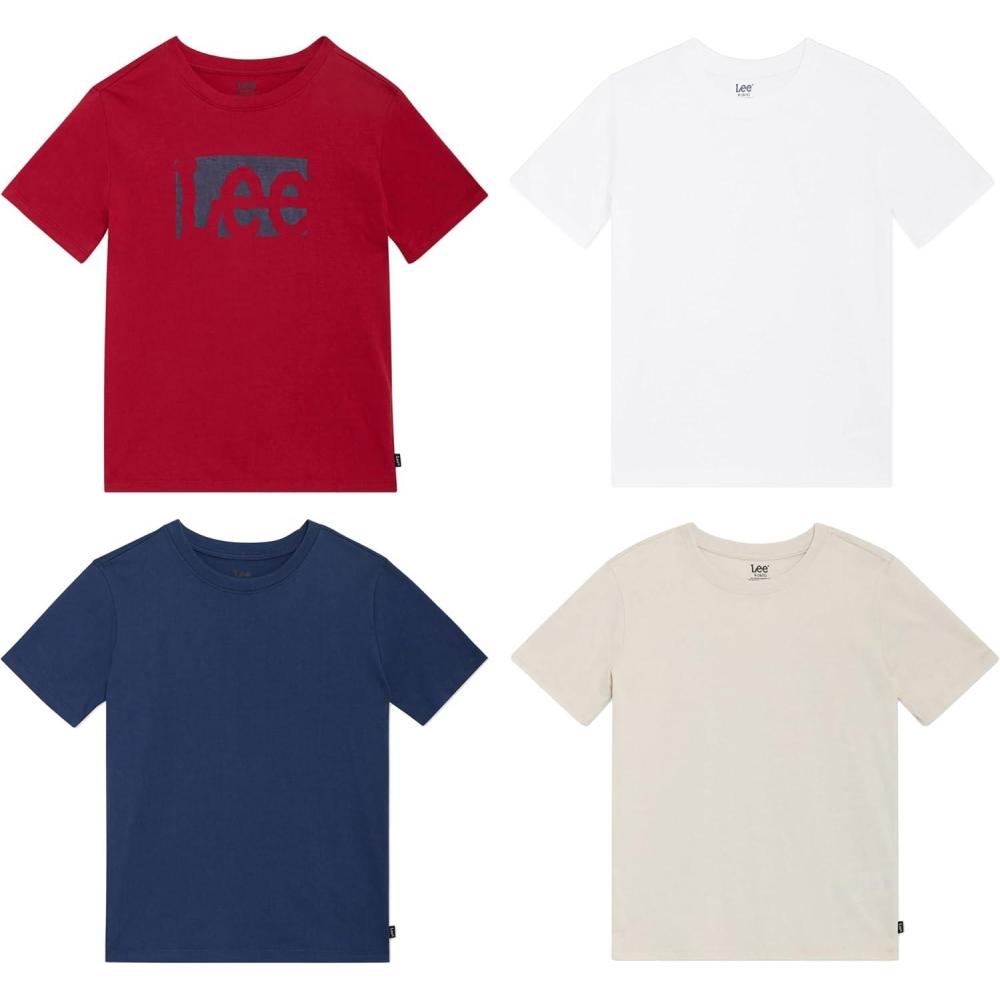 imageLee Boys 4 Pack Variety Super Soft Stretchable Tee Short Sleeve TShirtRed Collection Set