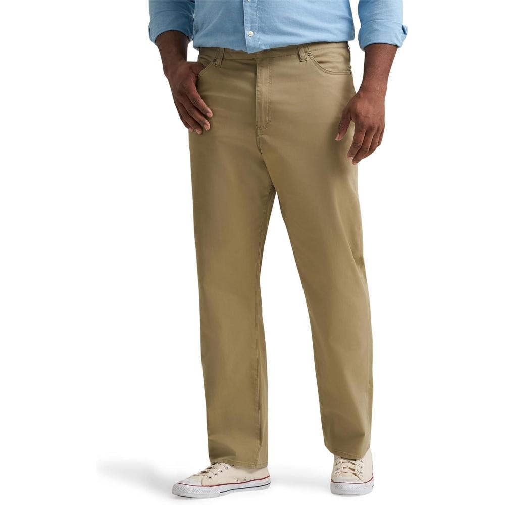 imageLee Mens Big amp Tall Extreme Motion Relaxed Straight JeanKansas City Khaki Twill