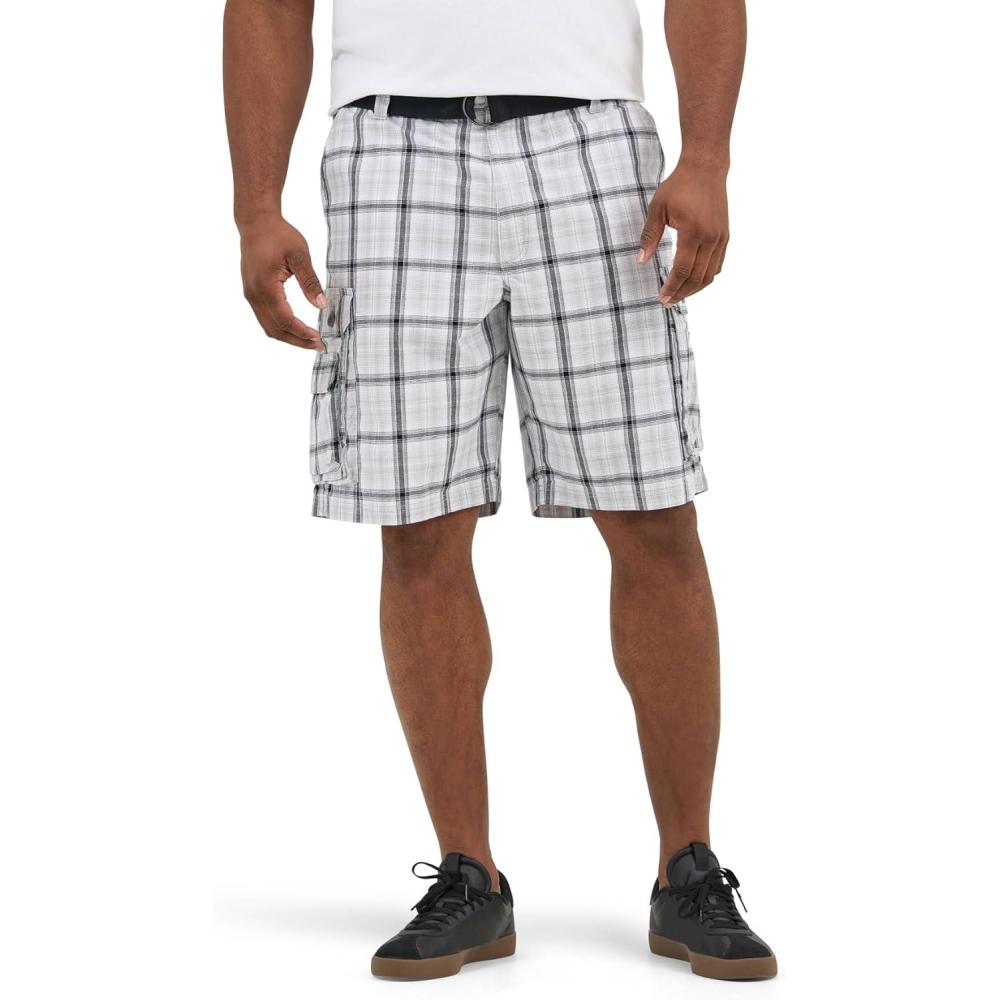 imageLee Mens Big amp Tall New Belted Wyoming Cargo ShortGray Plaid