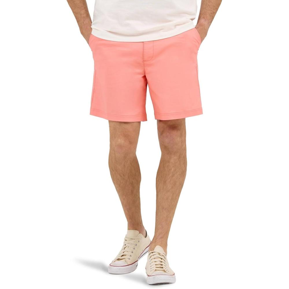 imageLee Mens Extreme Motion 7 Flat Front ShortBright Papaya