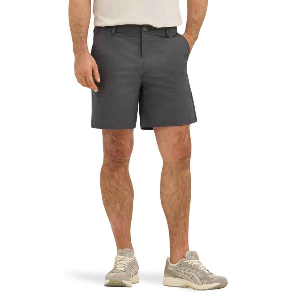 imageLee Mens Extreme Motion 7 Flat Front ShortStatic Gray