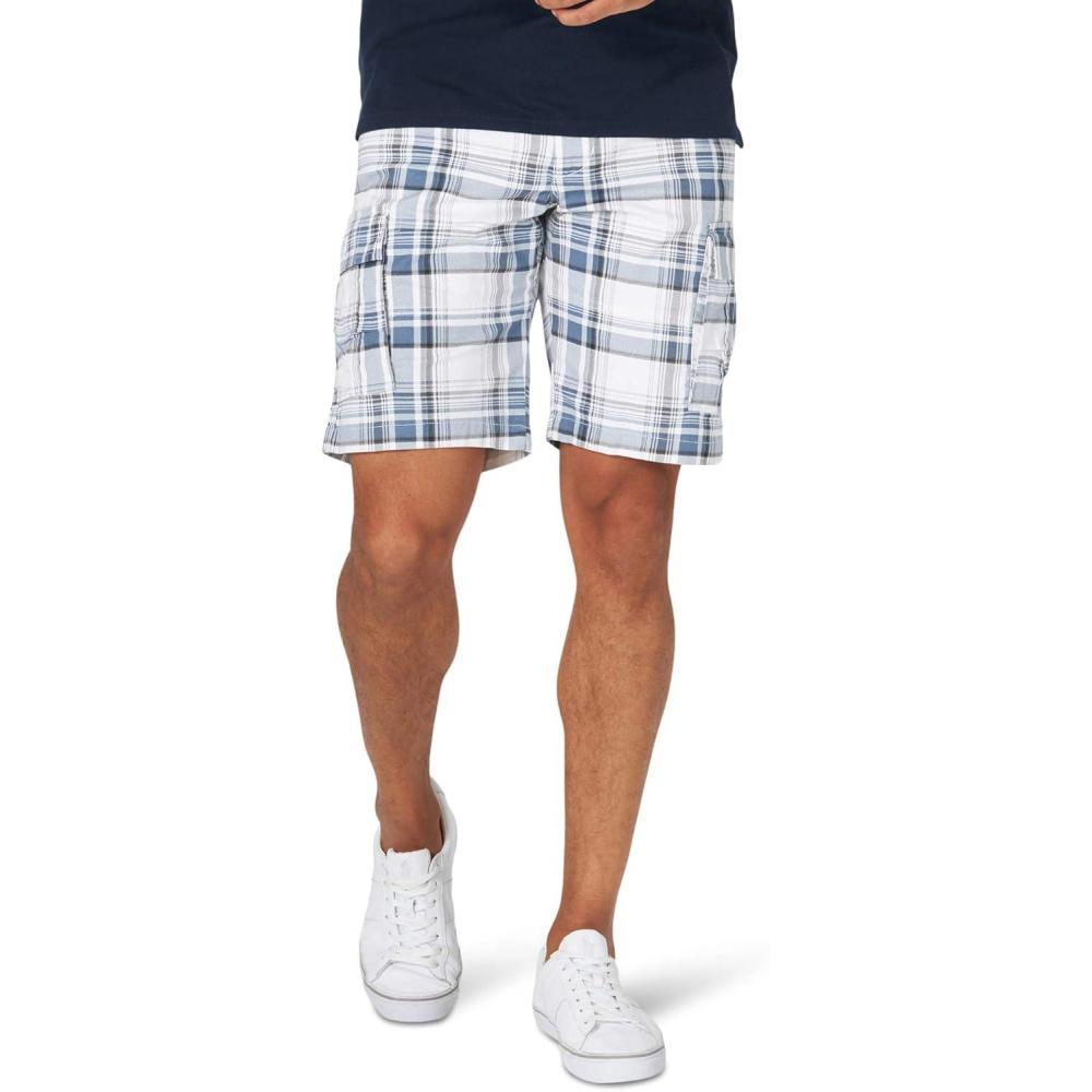 imageLee Mens Extreme Motion Carolina Cargo ShortBlue Merle Plaid