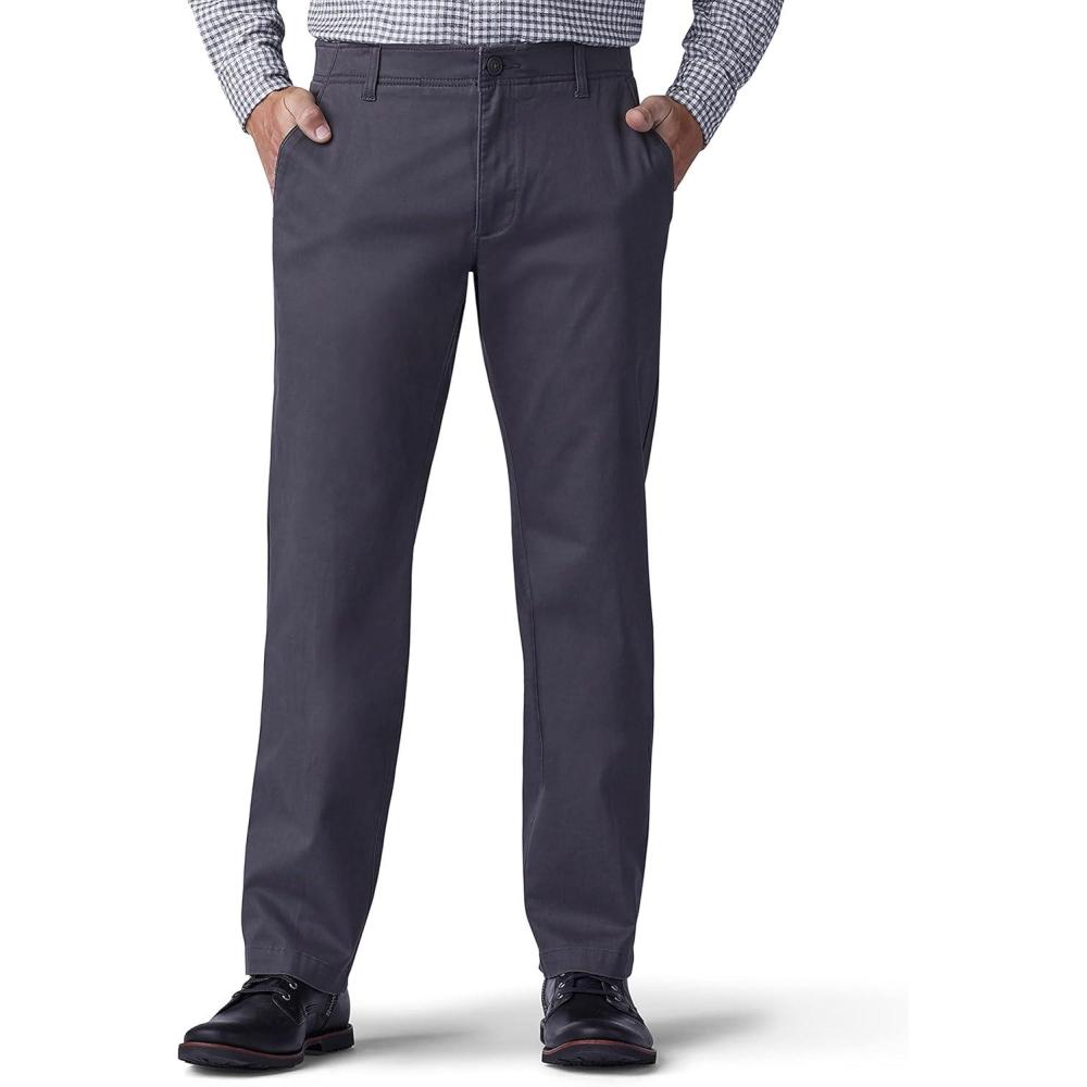imageLee Mens Extreme Motion Flat Front Regular Straight PantCharcoal