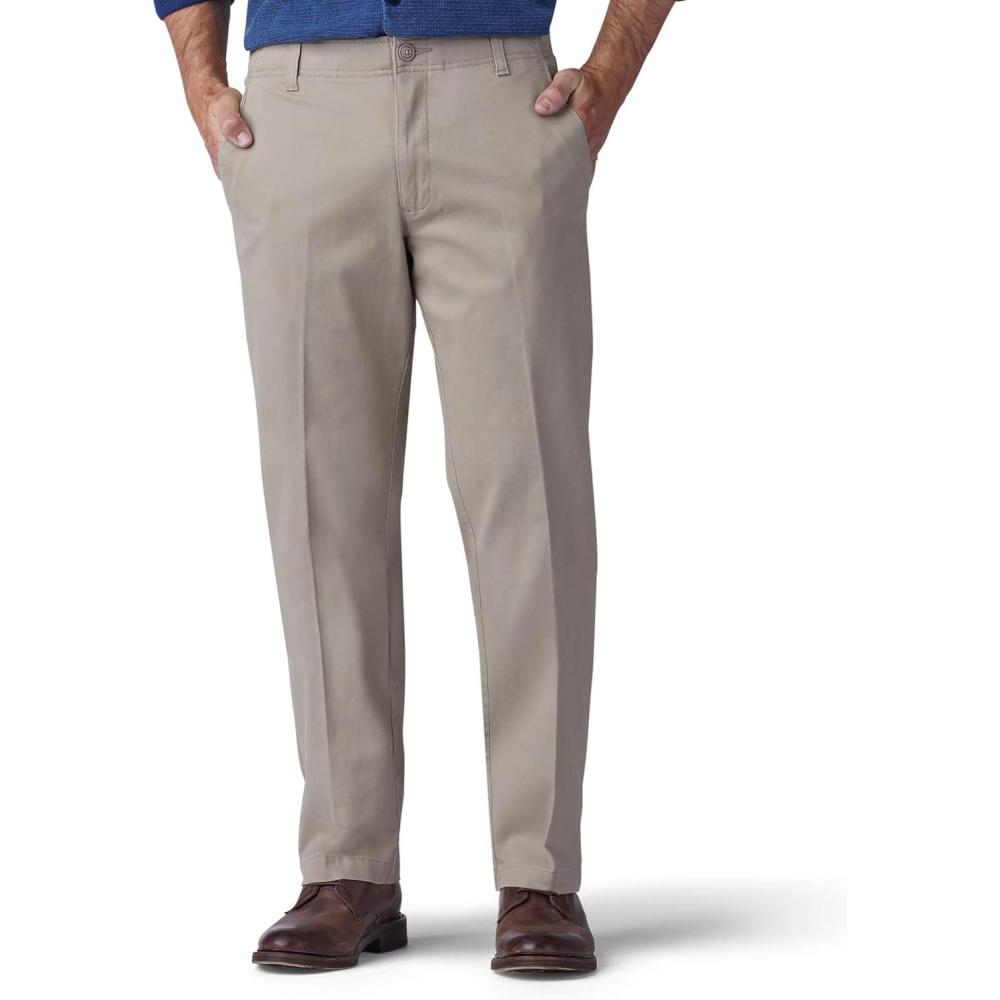 imageLee Mens Extreme Motion Flat Front Regular Straight PantPebble