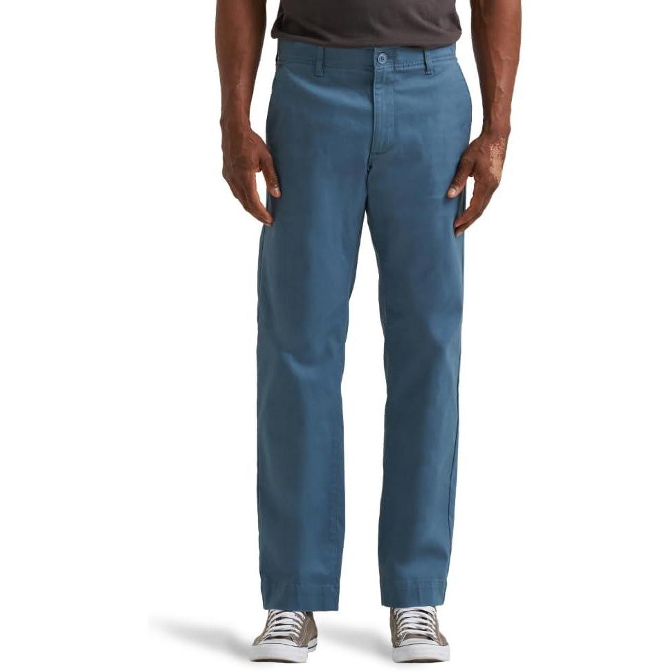 imageLee Mens Extreme Motion Flat Front Regular Straight PantVintage Blue