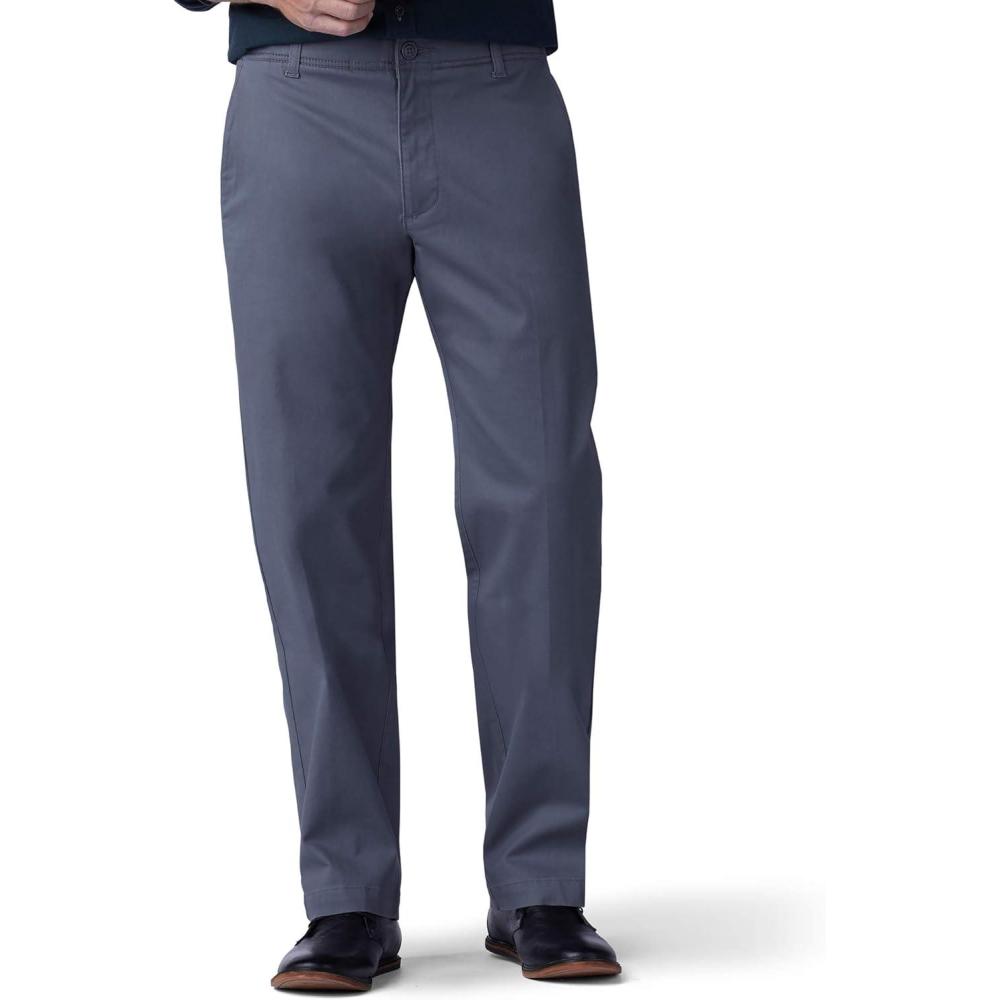 imageLee Mens Extreme Motion Flat Front Regular Straight PantVintage Gray