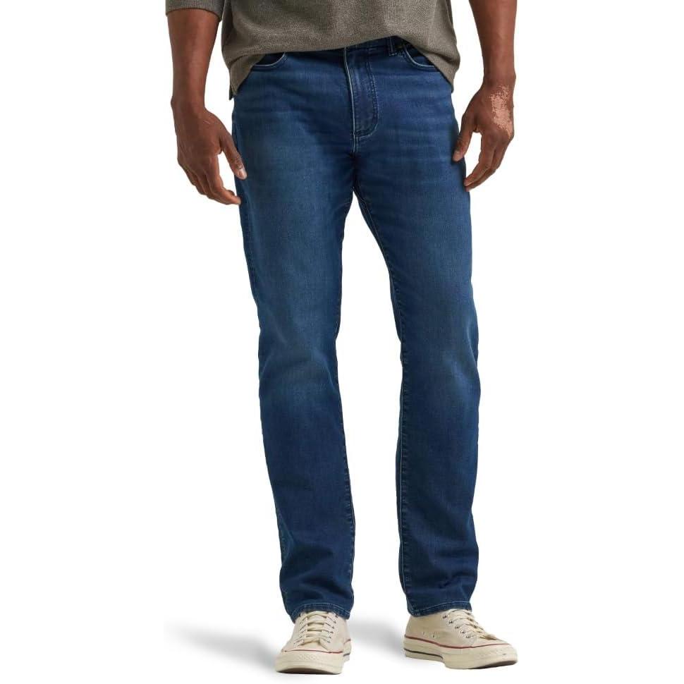 imageLee Mens Extreme Motion Regular Taper JeanCadence Brushed Knit Striped Lining