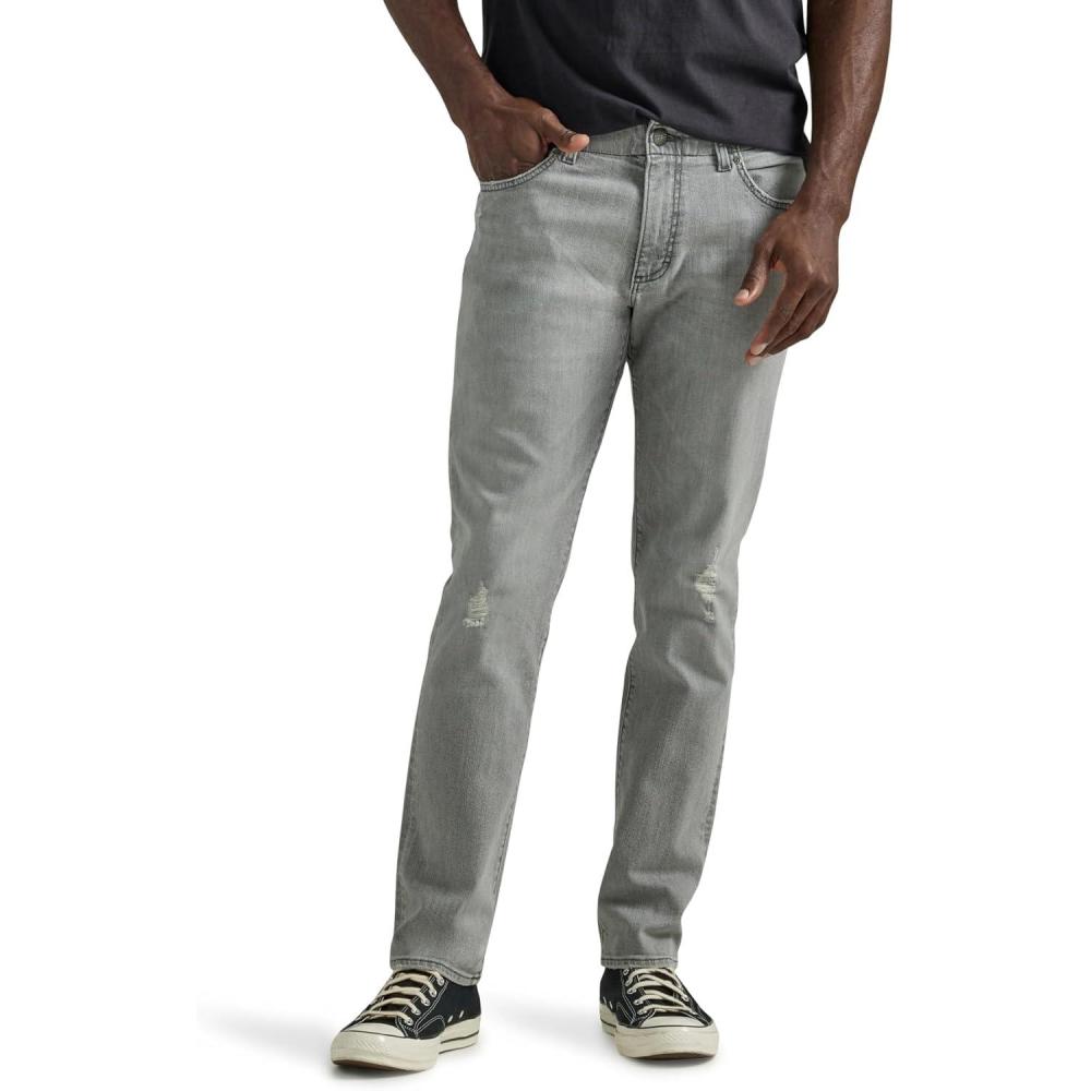 imageLee Mens Extreme Motion Straight Taper JeanGray Scotch Destruction Features