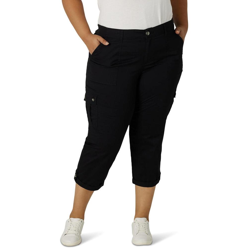 imageLee Womens Plus Size Flextogo MidRise Relaxed Fit Cargo Capri PantBlack