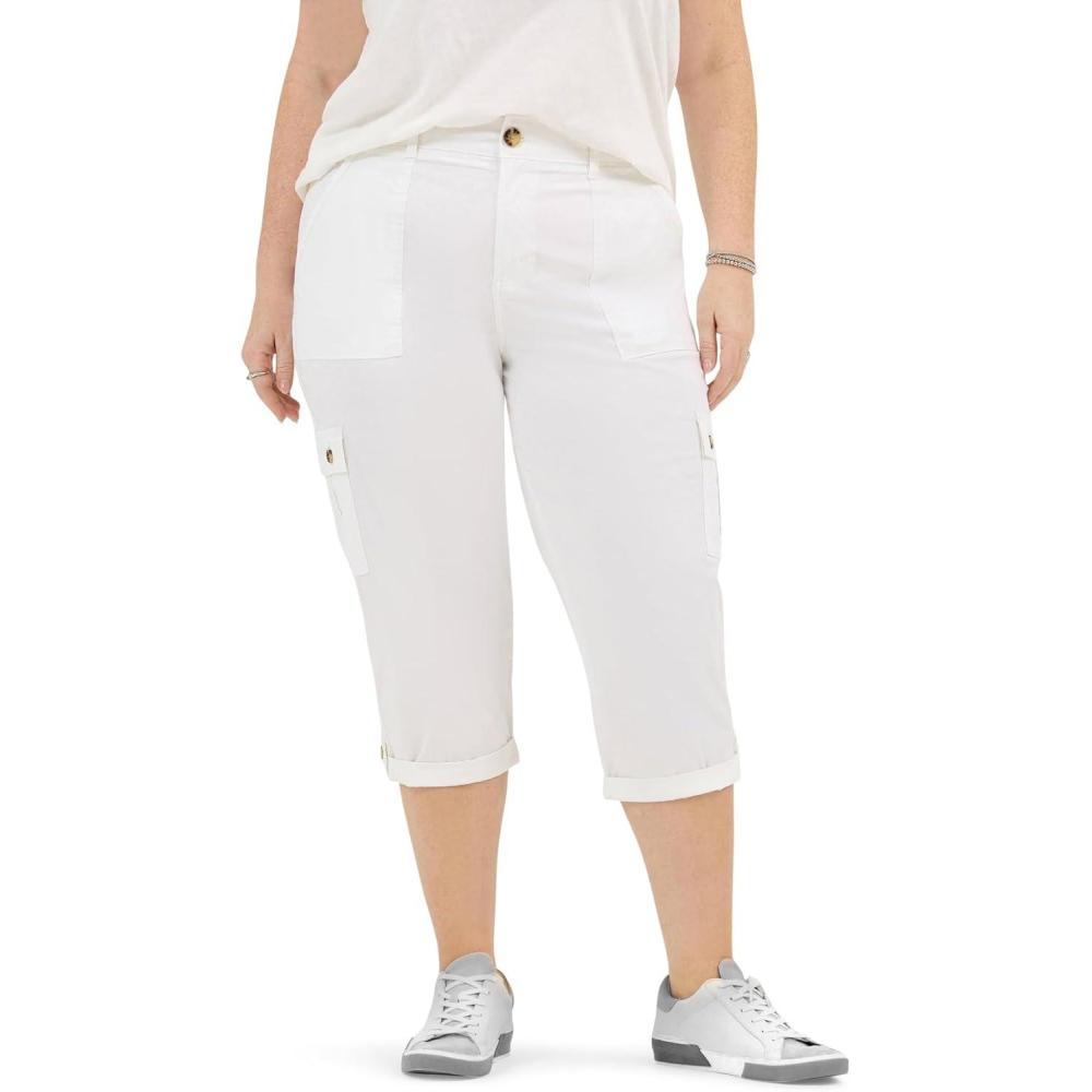 imageLee Womens Plus Size Flextogo MidRise Relaxed Fit Cargo Capri PantWhite