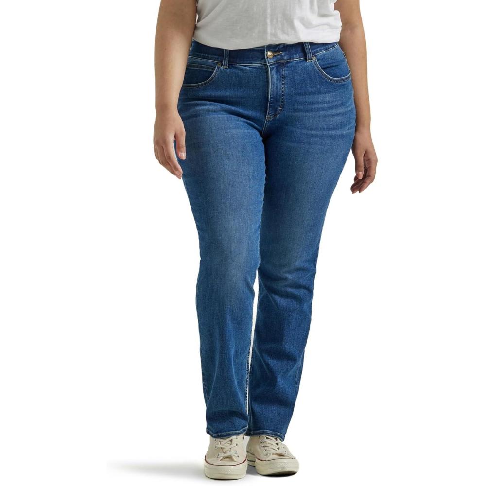 imageLee Womens Plus Size Ultra Lux Comfort with Flex Motion Straight Leg JeanCobalt Sheen