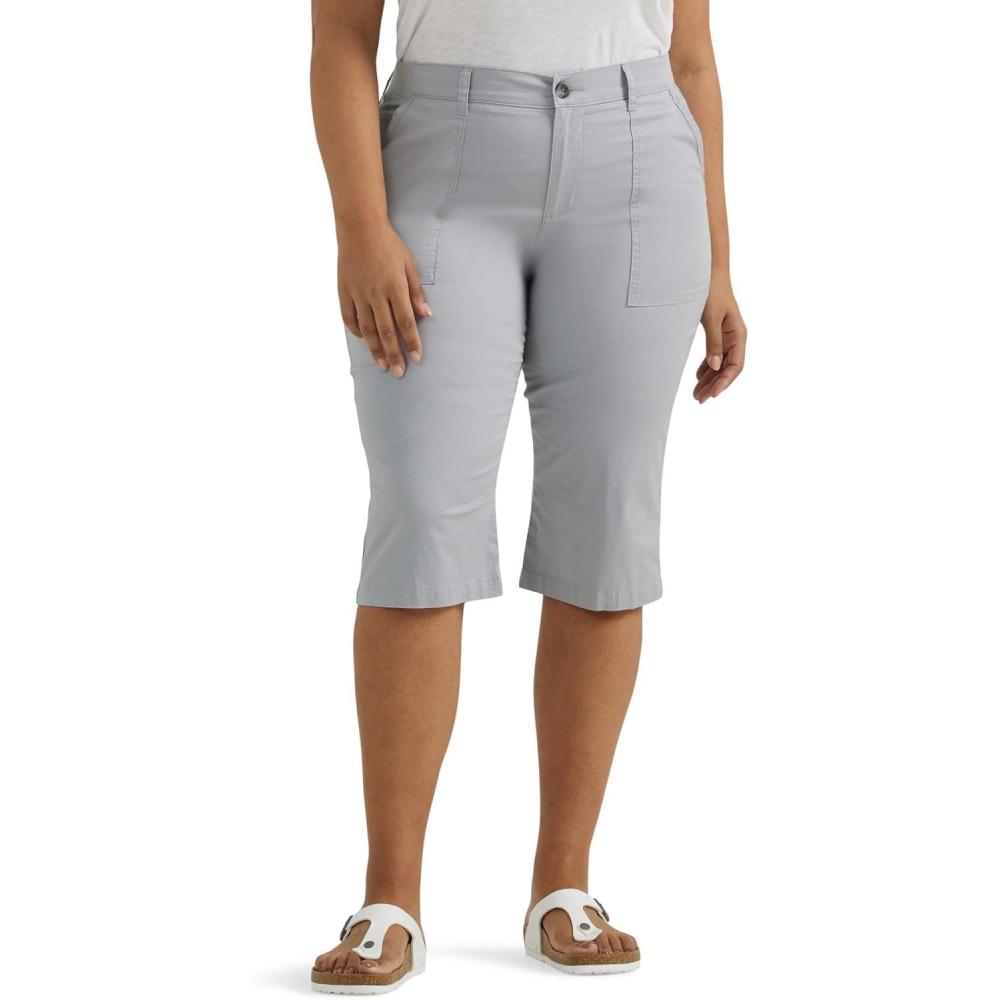 imageLee Womens Plus Size Ultra Lux Comfort with Flextogo Utility Skimmer Capri PantMaterial Gray