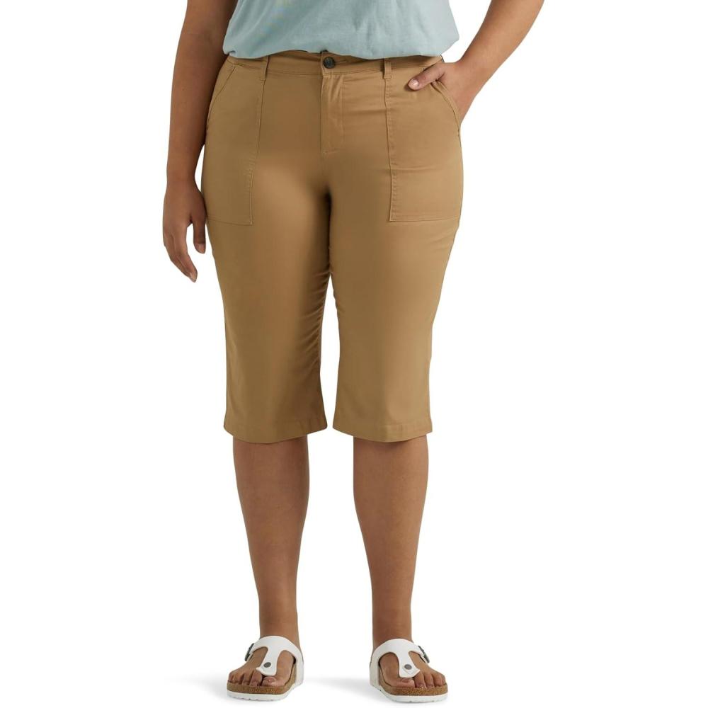 imageLee Womens Plus Size Ultra Lux Comfort with Flextogo Utility Skimmer Capri PantSettler Tan