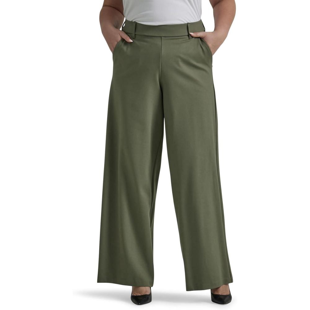 imageLee Womens Ultra Lux Comfort Any Wear Wide Leg PantOlive Grove