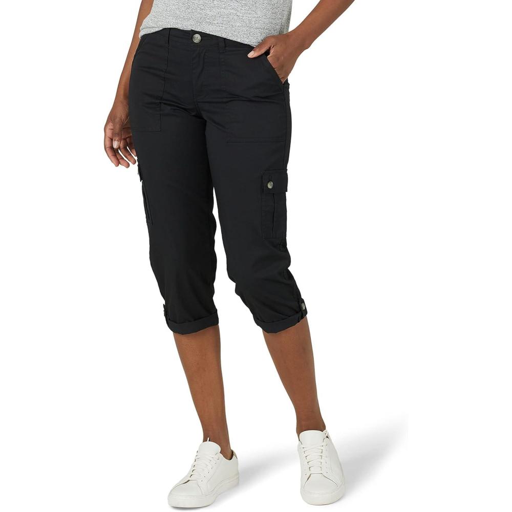 imageLee Womens Ultra Lux Comfort with FlextoGo Cargo Capri PantBlack