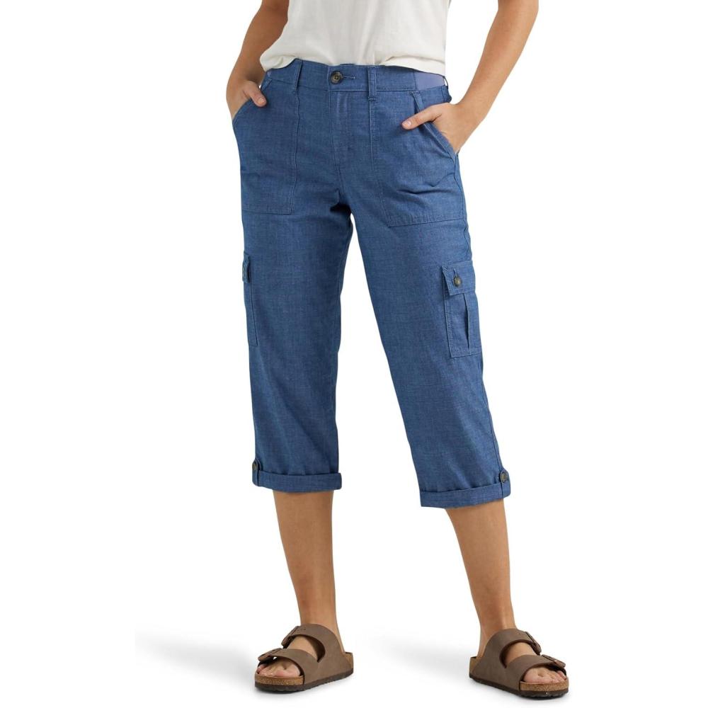 imageLee Womens Ultra Lux Comfort with FlextoGo Cargo Capri PantChambray
