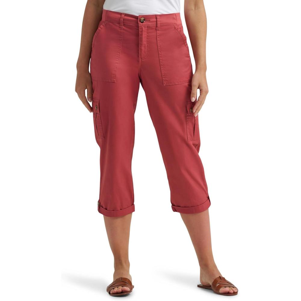 imageLee Womens Ultra Lux Comfort with FlextoGo Cargo Capri PantCinnamon Red