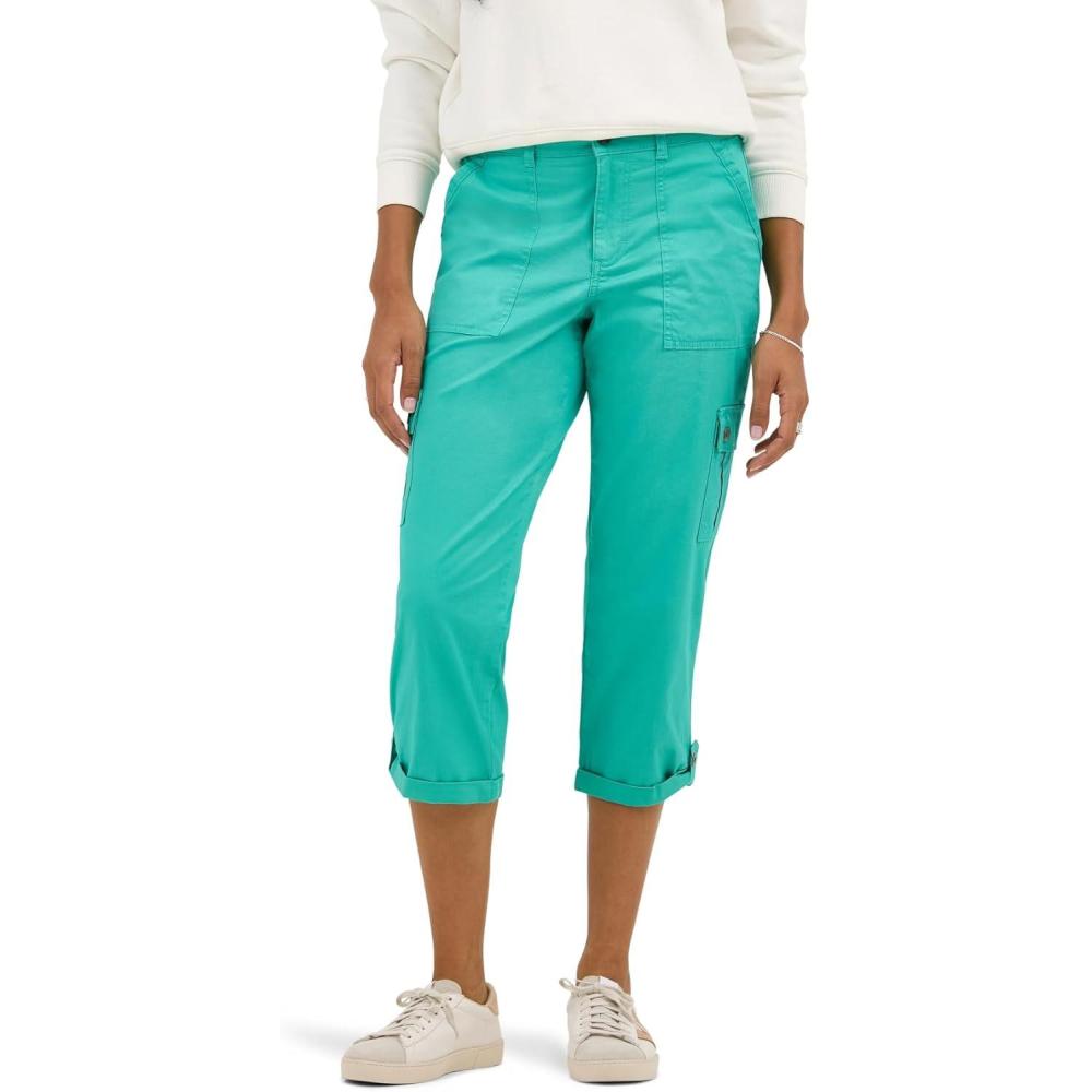 imageLee Womens Ultra Lux Comfort with FlextoGo Cargo Capri PantGrassy Green